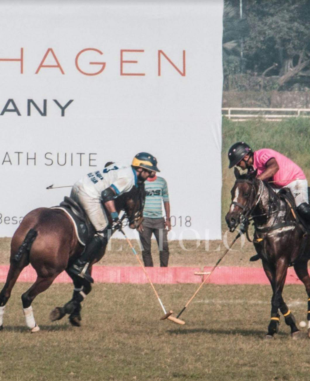 Polo players against one another on the first of the 10 goal Sternhagen Cup at the Mumbai Polo Season